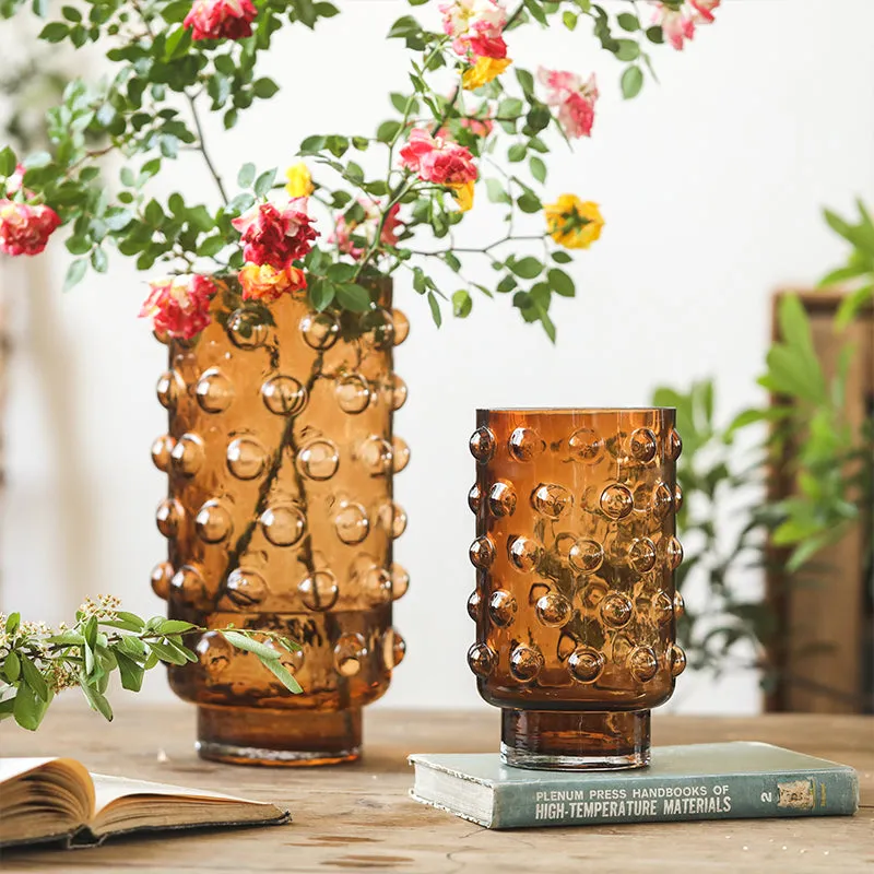 Hand-Blown Spotted Clear Glass Vase