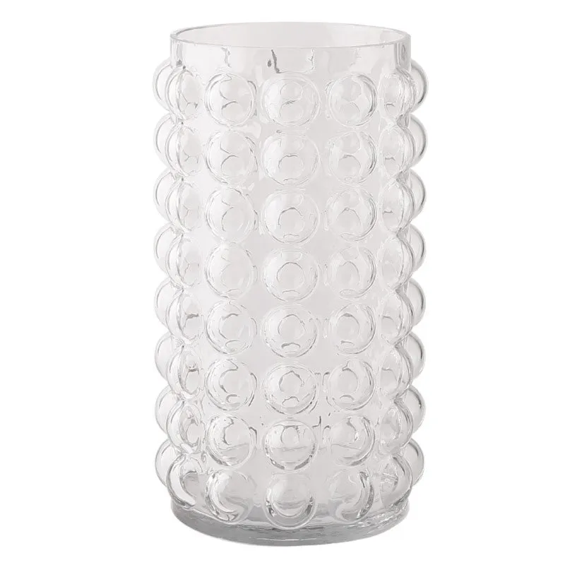 Hand-Blown Spotted Clear Glass Vase