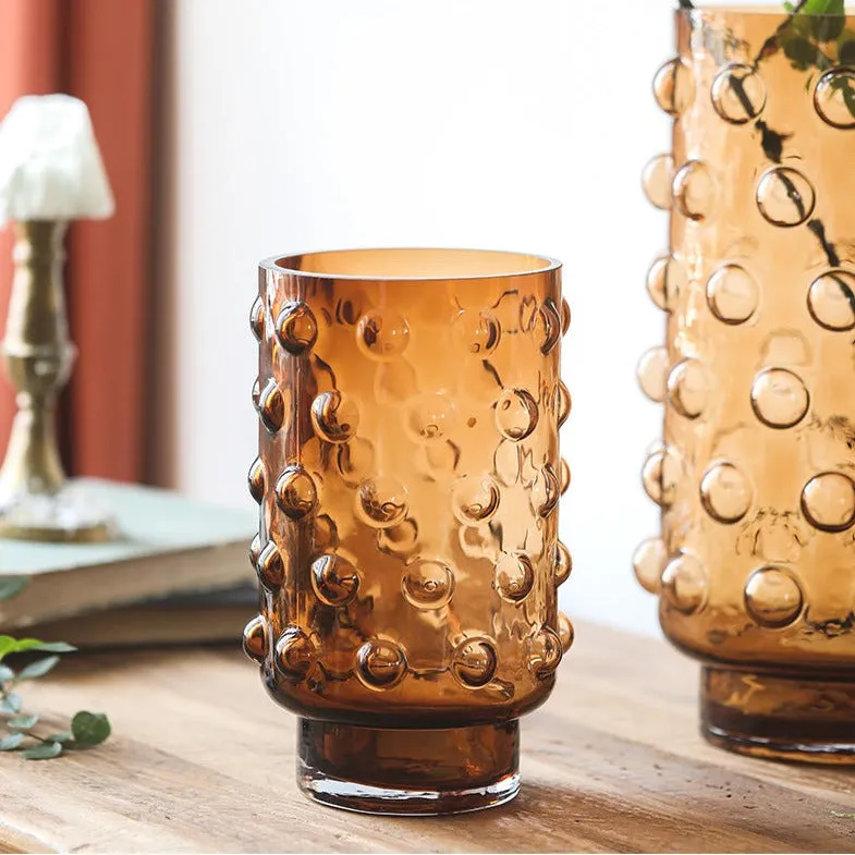 Hand-Blown Spotted Clear Glass Vase