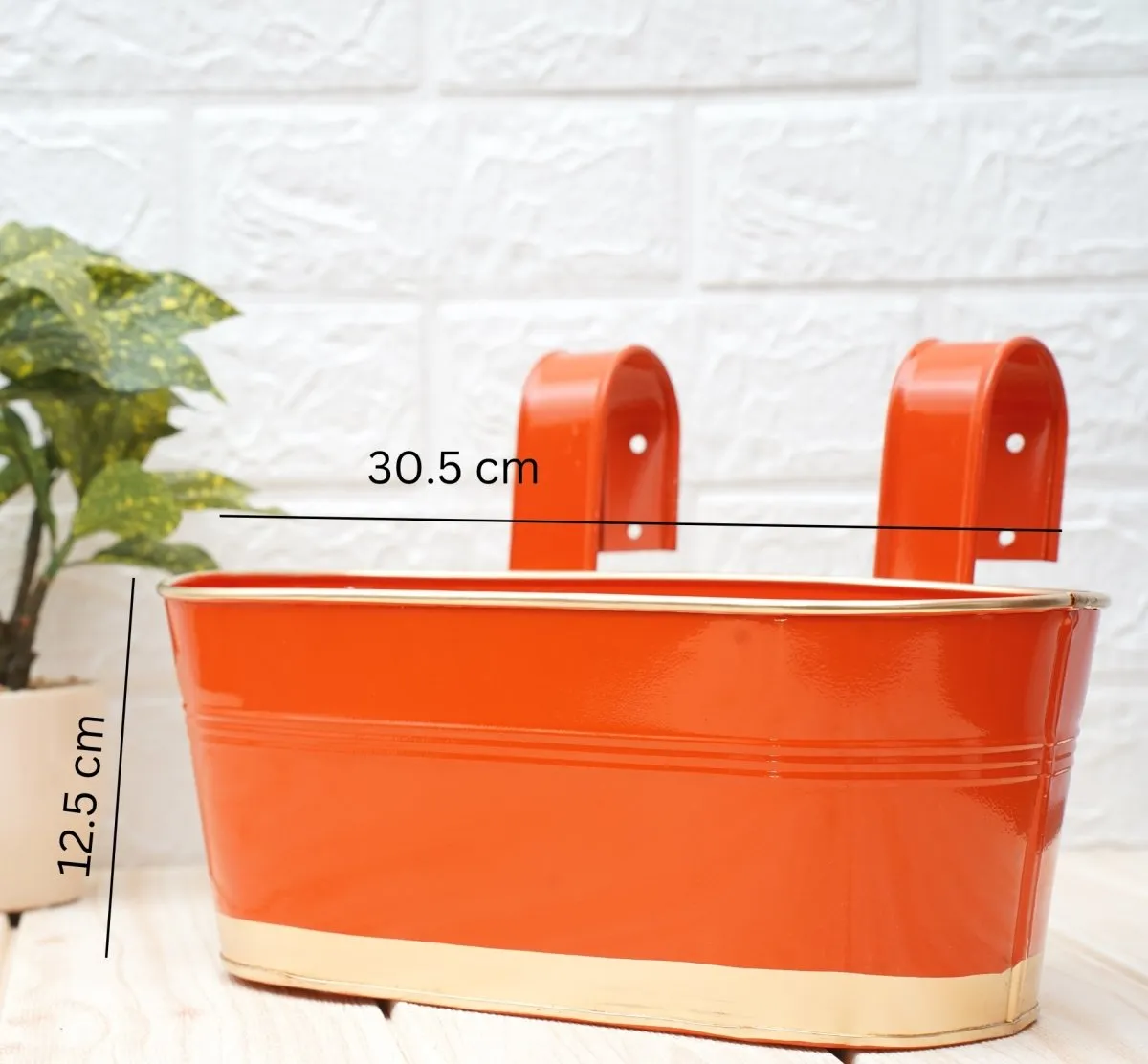 Hanging Pots For Plants Balcony Railing (Orange - Pack4)