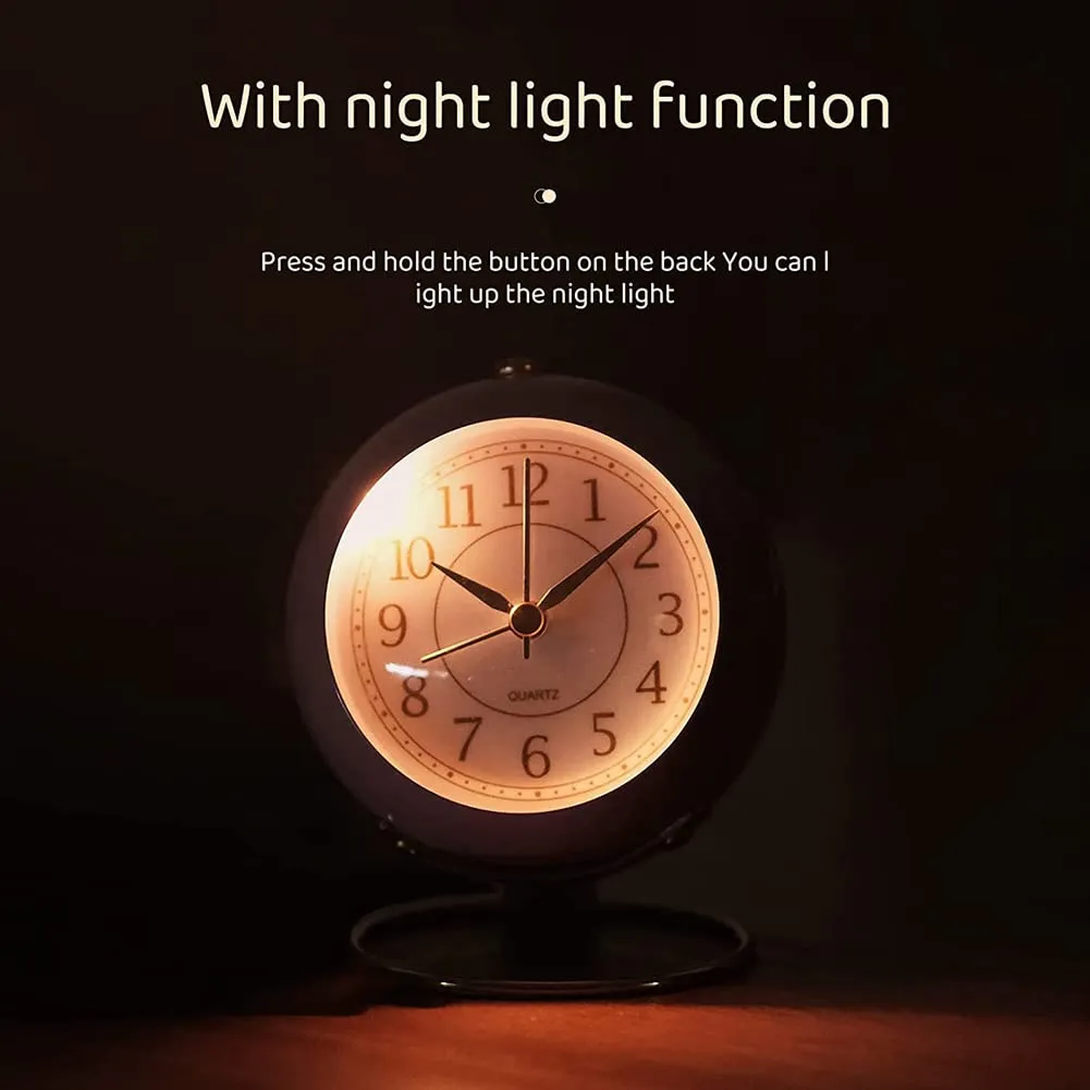 HNWTENG Desk Clocks Classic Non-Ticking Tabletop Alarm Clock Backlight Battery Operated Mini Digital Dial Gold Cute Small Table Clocks Shelf Bedroom Office Living Room Kitchen Indoor Décor, Black