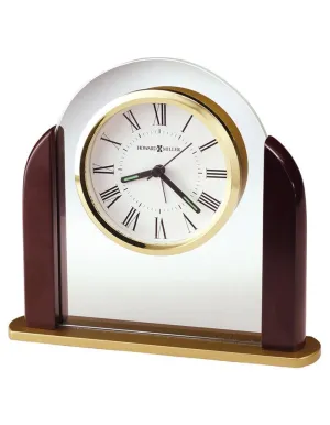 Howard Miller Derrick Glass Arch Table Alarm Clock - Rosewood Finish & Brass