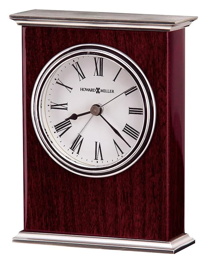 Howard Miller Kentwood Alarm Desk or Table Clock - Rosewood - Silver Accents