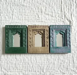 Infinite Art Decorative Wall Hanging Frames with Arched Designs, Set of 3, Green, Brown, Teal | Small 5.5 X 7.5 Inches Decorative Mirror (Pack of 3)