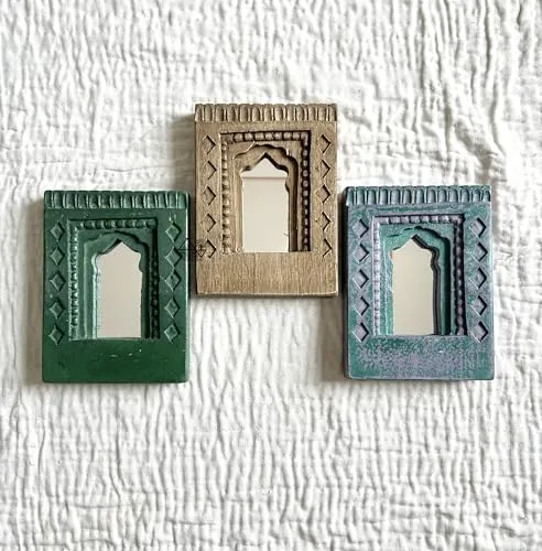 Infinite Art Decorative Wall Hanging Frames with Arched Designs, Set of 3, Green, Brown, Teal | Small 5.5 X 7.5 Inches Decorative Mirror (Pack of 3)