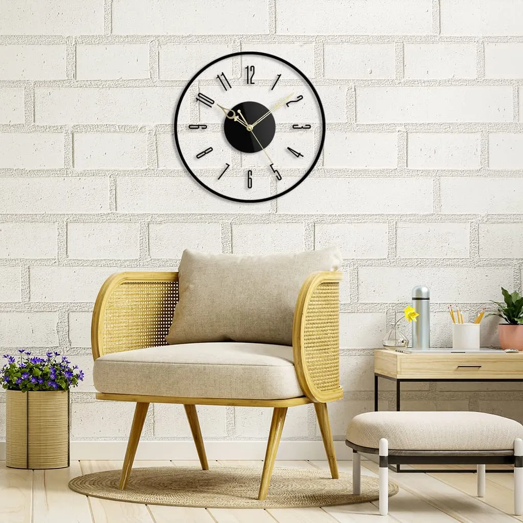 Ingo creation Round Shape Acrylic Sleek Numeric Silent and Sweep Wall Clock for Living Room Home Bedroom & Office Wall Decoration (Transparent, 12 Inch) Analog