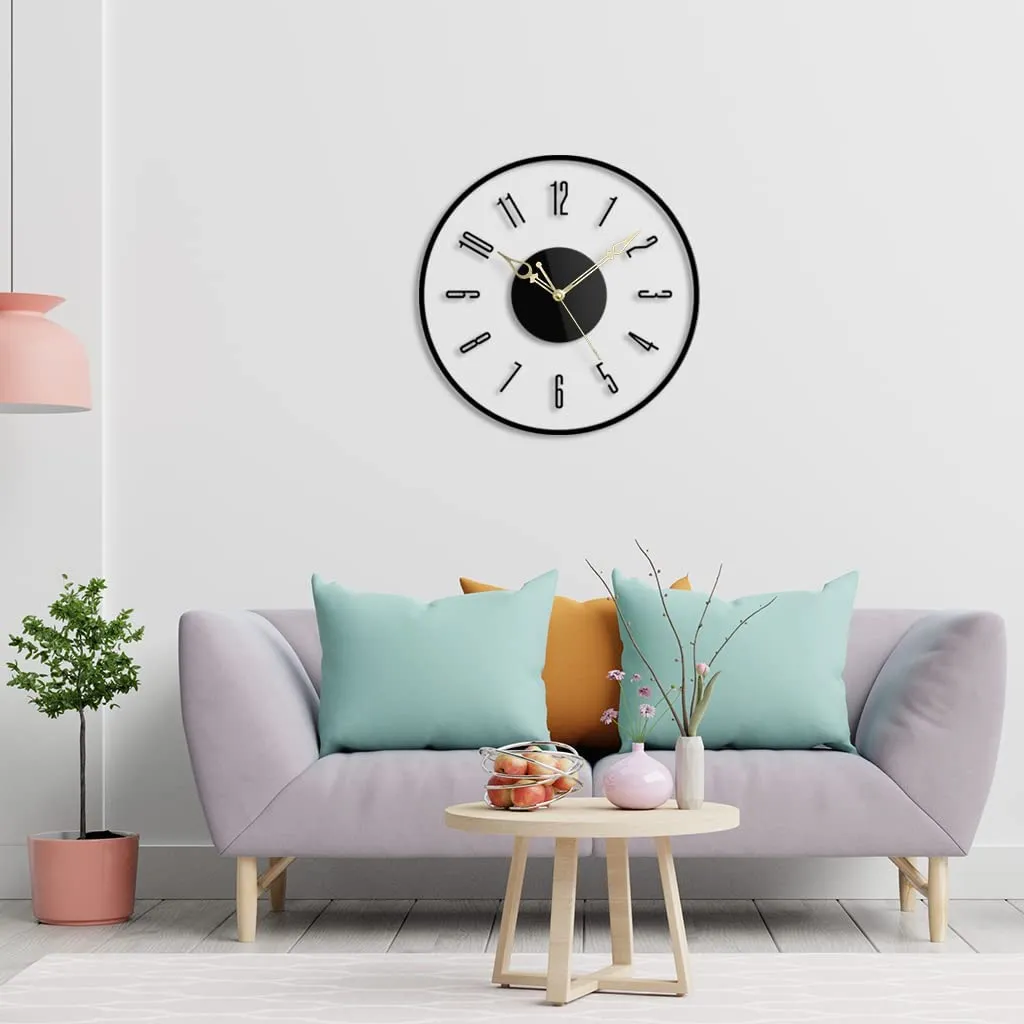 Ingo creation Round Shape Acrylic Sleek Numeric Silent and Sweep Wall Clock for Living Room Home Bedroom & Office Wall Decoration (Transparent, 12 Inch) Analog