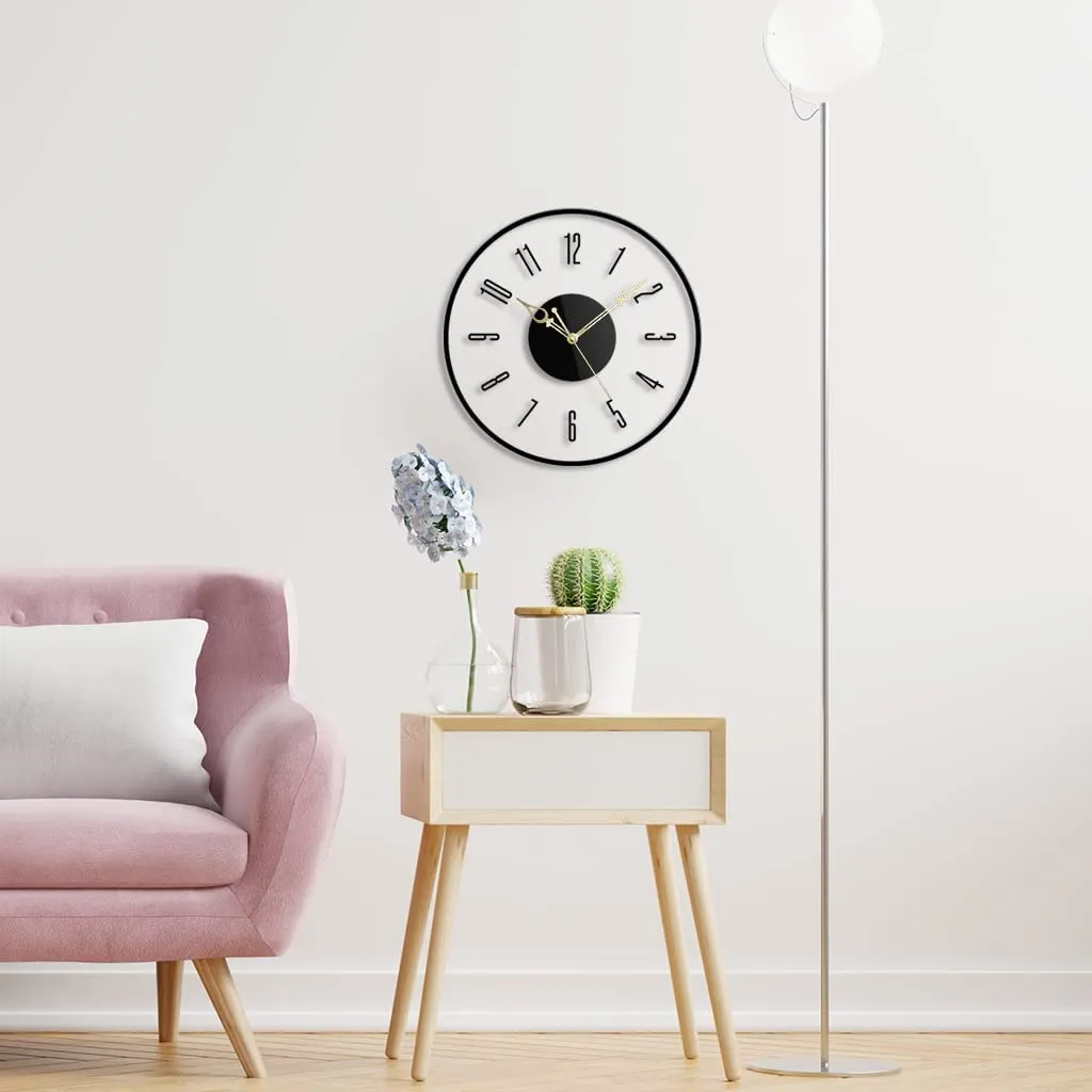 Ingo creation Round Shape Acrylic Sleek Numeric Silent and Sweep Wall Clock for Living Room Home Bedroom & Office Wall Decoration (Transparent, 12 Inch) Analog