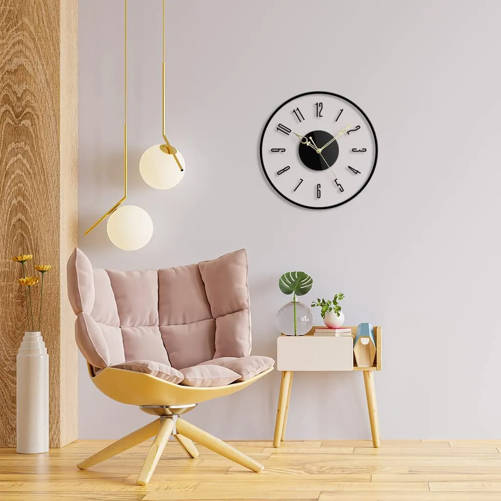 Ingo creation Round Shape Acrylic Sleek Numeric Silent and Sweep Wall Clock for Living Room Home Bedroom & Office Wall Decoration (Transparent, 12 Inch) Analog