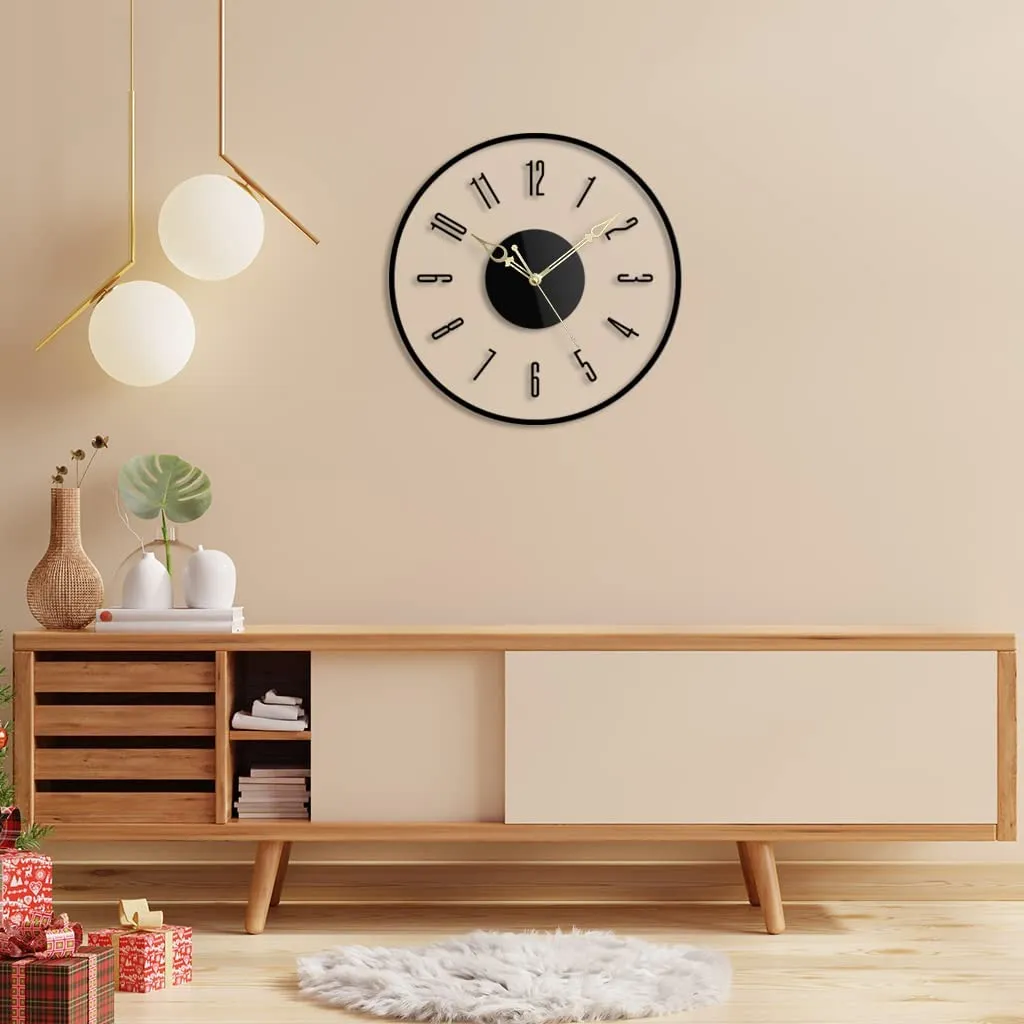 Ingo creation Round Shape Acrylic Sleek Numeric Silent and Sweep Wall Clock for Living Room Home Bedroom & Office Wall Decoration (Transparent, 12 Inch) Analog