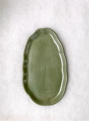 Irregular Oval Concrete Tray Stone Style Green