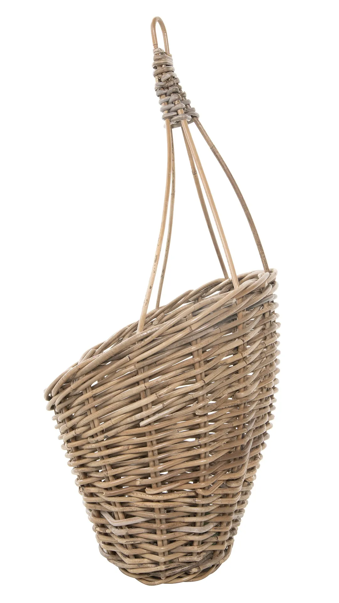 Kobo Rattan Hanging Wall Basket and Planter, Brown-Gray