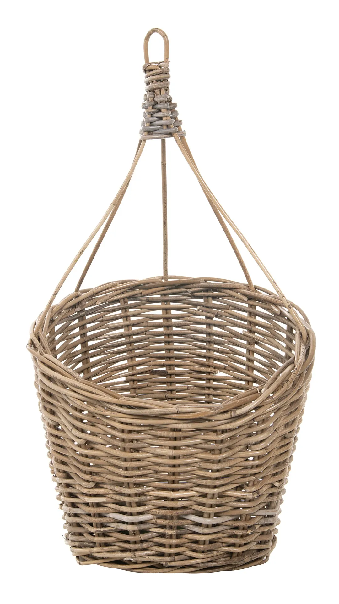 Kobo Rattan Hanging Wall Basket and Planter, Brown-Gray