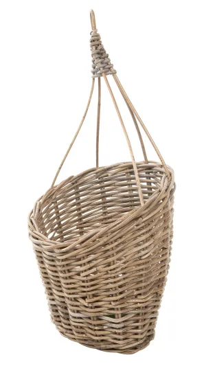 Kobo Rattan Hanging Wall Basket and Planter, Brown-Gray