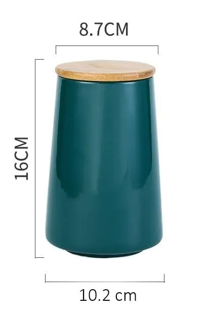 Kuber Industries Ceramic Jar | Food Storage Jar | Kitchen Storage Jar | Round Jar for Home | Sugar Storage Jar | Airtight Bamboo Lid | YX03-L-GN | 850 ML | Green