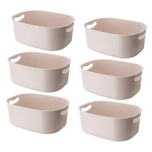 Kuber Industries Multipurpose Medium Storage Box With Handle|Basket For Cosmetic, Fruits, Storage "20 L" |Pack of 6| Beige|