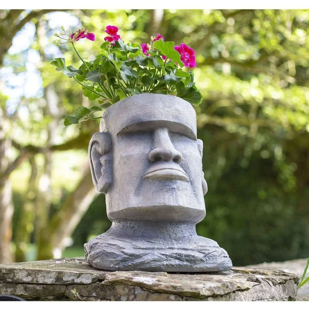 La Hacienda 34cm Resin Easter Island Head Planter