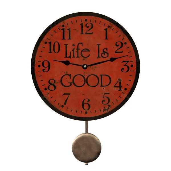 Life is Good Clock- Rustic Orange Clock