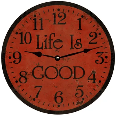 Life is Good Clock- Rustic Orange Clock