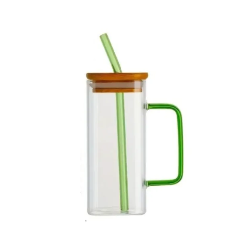 Mason Jar With Wooden Lid Assorted Straws