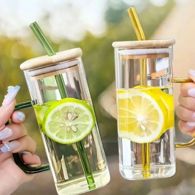 Mason Jar With Wooden Lid Assorted Straws