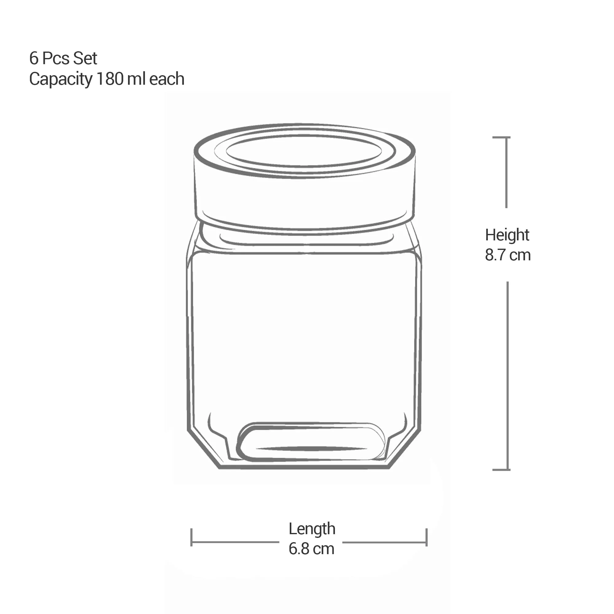 MILTON Treo Cube Storage Glass Jar, Set of 6, 180 ml Each, Transparent| BPA Free | Storage Jar | Kitchen Organizer | Modular | Multipurpose Jar | Cookies Jar