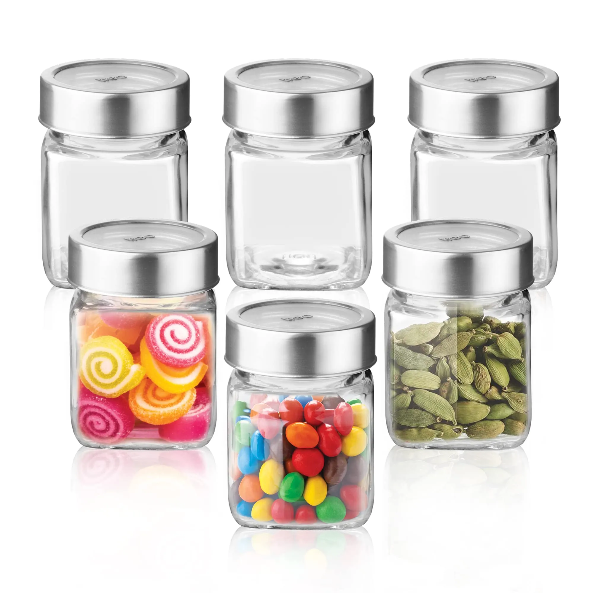 MILTON Treo Cube Storage Glass Jar, Set of 6, 180 ml Each, Transparent| BPA Free | Storage Jar | Kitchen Organizer | Modular | Multipurpose Jar | Cookies Jar