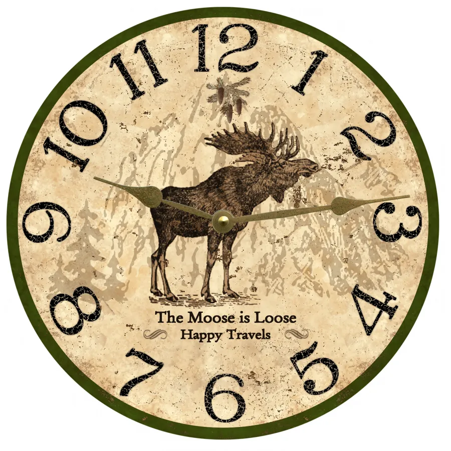 Moose Clock-Personalized Rustic Moose Wall Clock