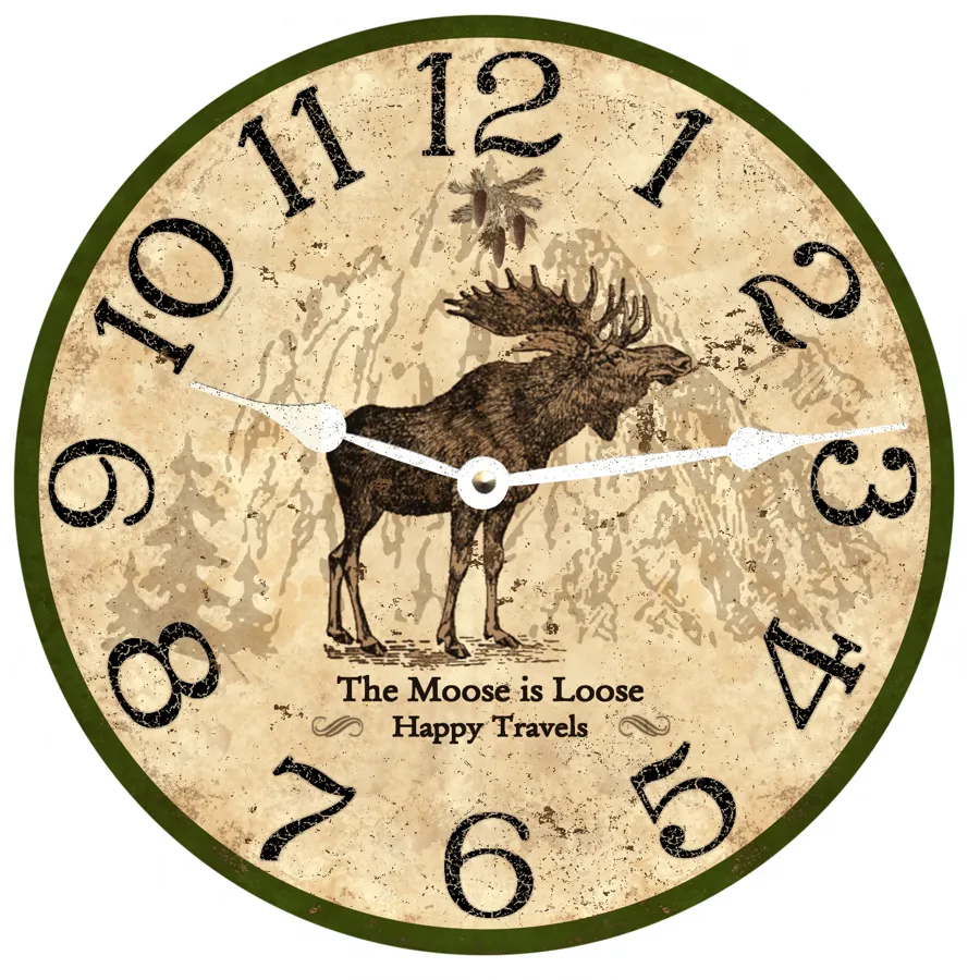 Moose Clock-Personalized Rustic Moose Wall Clock