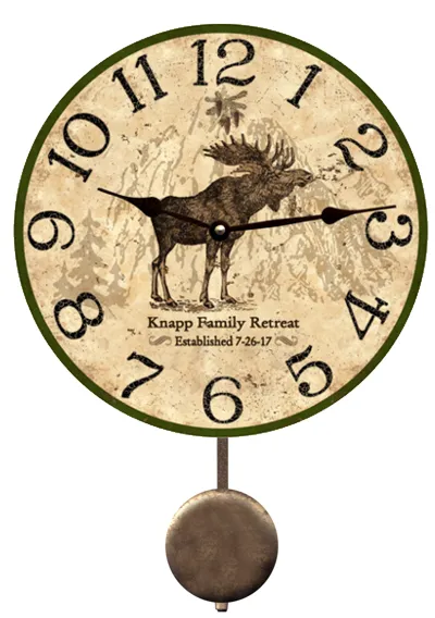 Moose Clock-Personalized Rustic Moose Wall Clock