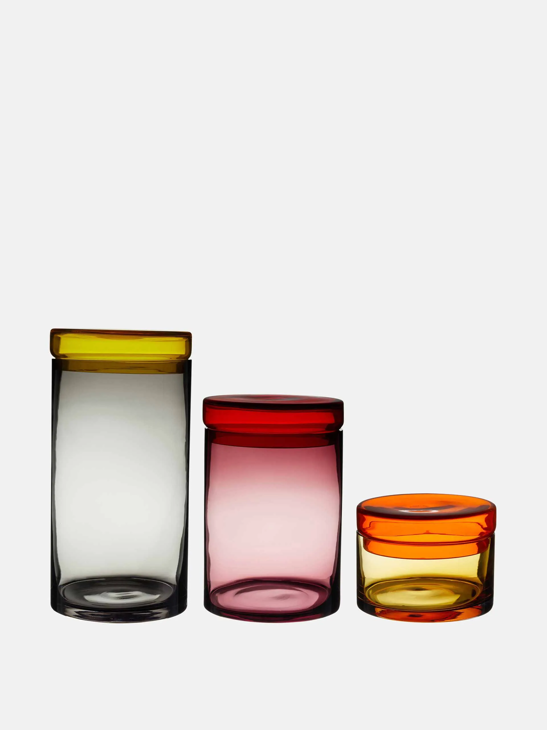 Multicolour glass jars (set of 3)