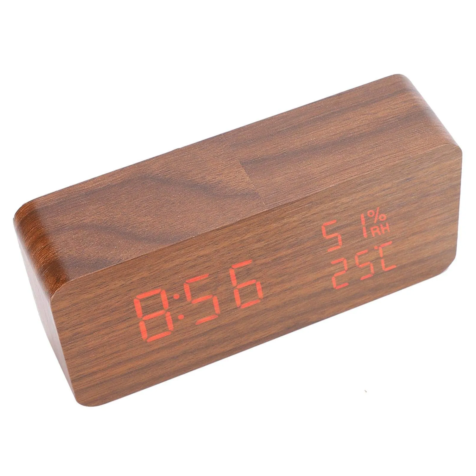 NXZ Digital Wooden Table Desk Clock with Voice Control and Tempreature Function, Good for Home and Office Decor