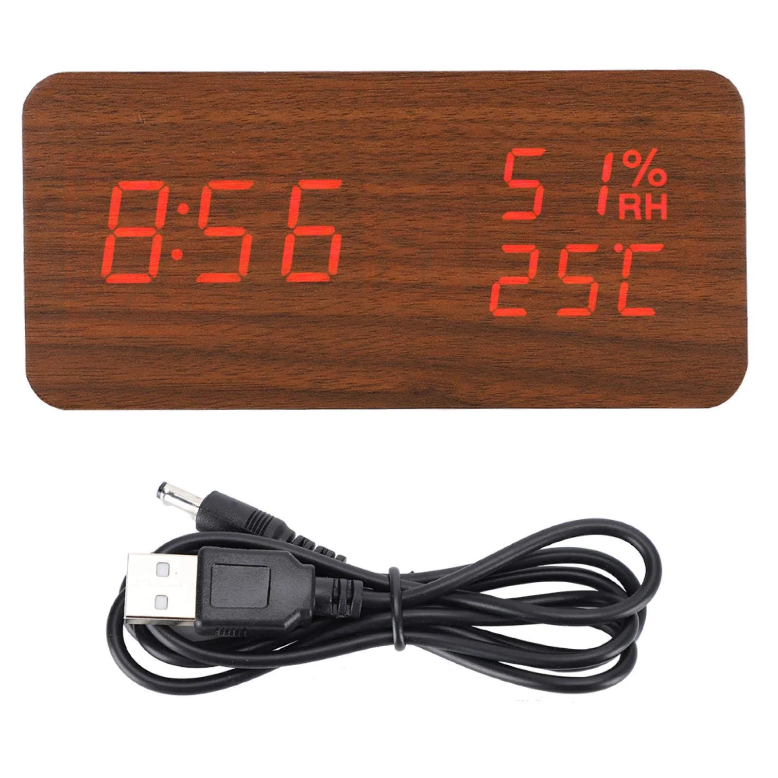 NXZ Digital Wooden Table Desk Clock with Voice Control and Tempreature Function, Good for Home and Office Decor