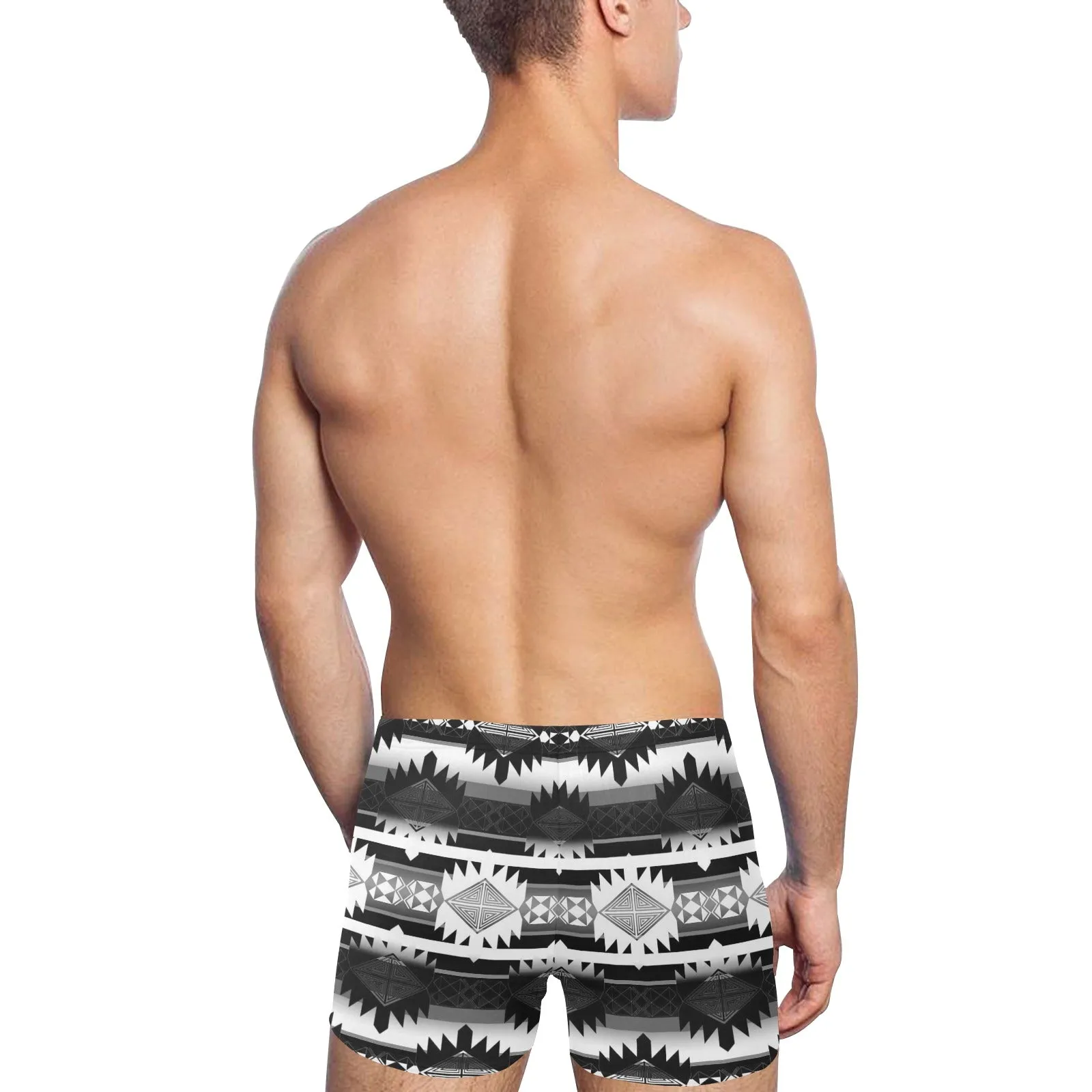 Okotoks Black and White Men's Swimming Trunks