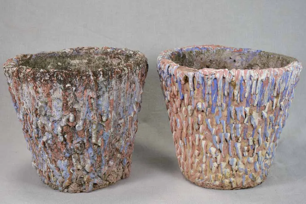 Pair of mid-century cement garden planters 9¾"