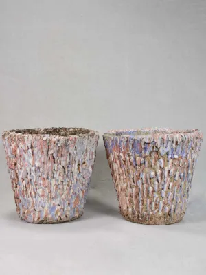 Pair of mid-century cement garden planters 9¾"