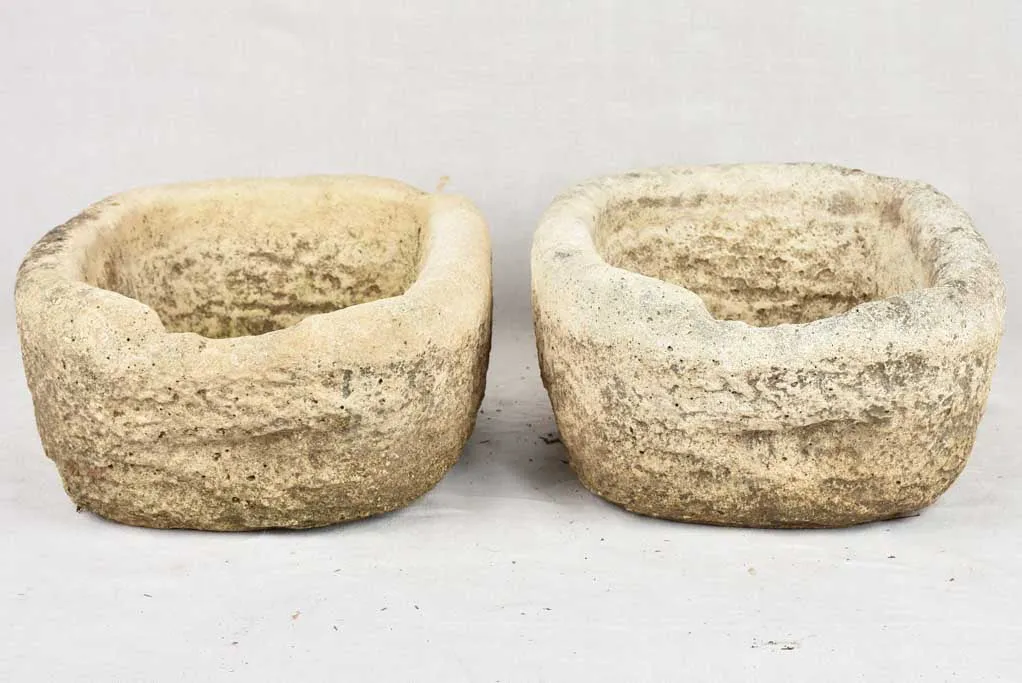 Pair of stone troughs / planters 19"