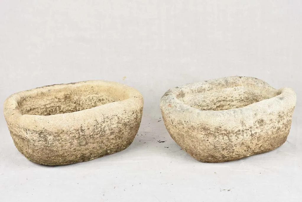 Pair of stone troughs / planters 19"