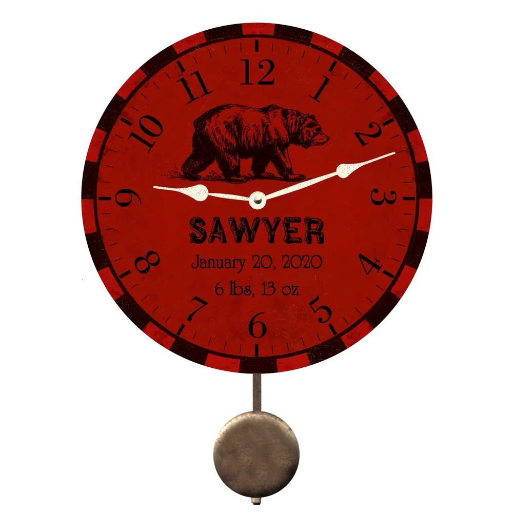 Personalized Animal Clock- Bear Nursery Clock