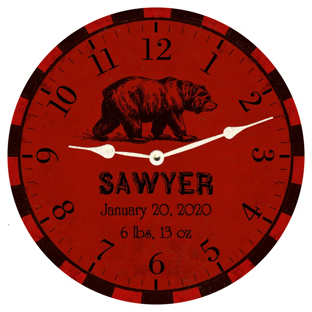 Personalized Animal Clock- Bear Nursery Clock