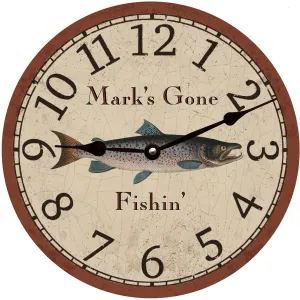 Personalized Salmon Fishing Clock- Fisherman Clock- Custom Name Clock