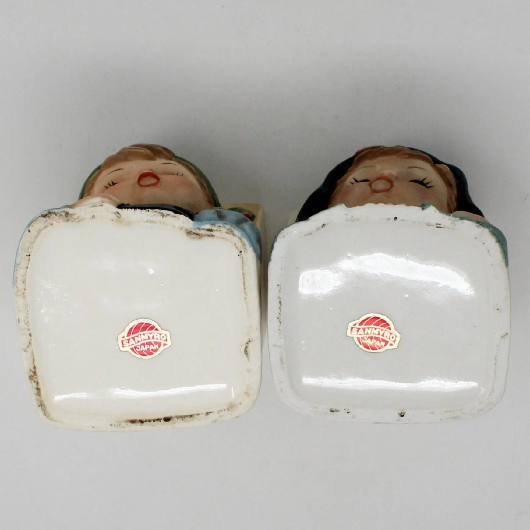 Planter, Sanmyro, Hummel-Like Pair Alpine Boy & Girl Mid Century Planters, Vintage