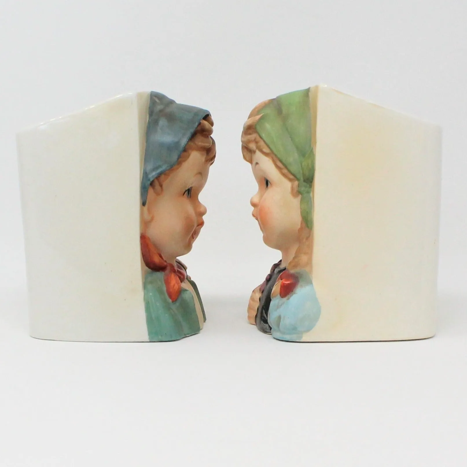 Planter, Sanmyro, Hummel-Like Pair Alpine Boy & Girl Mid Century Planters, Vintage