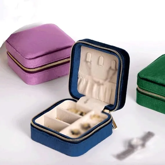 Portable Jewelry Box Display Travel Jewelry Case Boxes Storage Zipper Jewelers