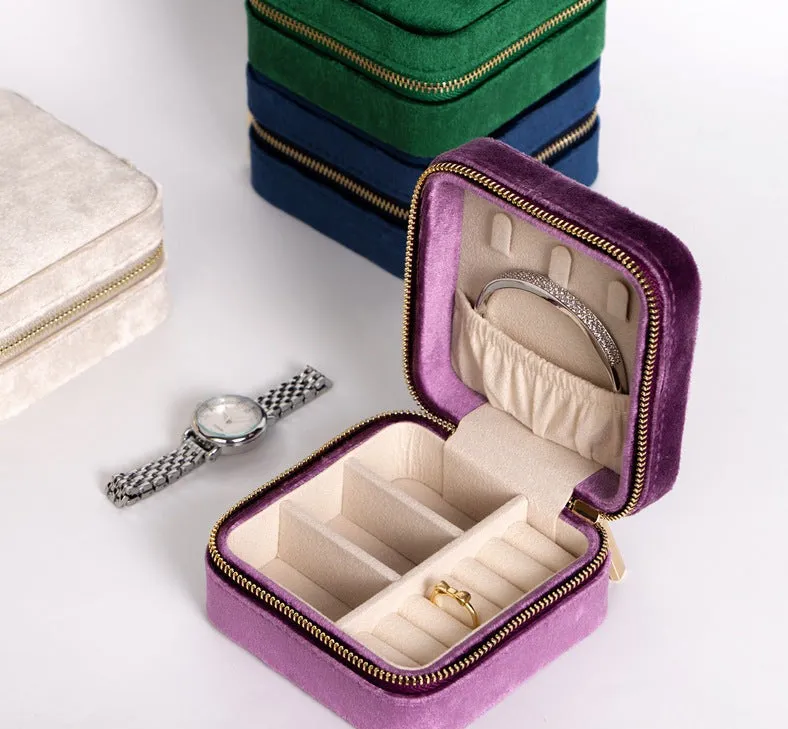 Portable Jewelry Box Display Travel Jewelry Case Boxes Storage Zipper Jewelers