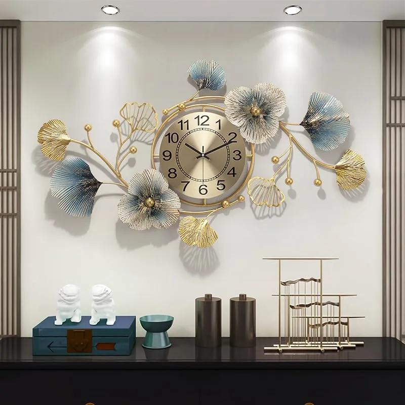 PREMIUM DECOR HUB Metal Wall Clock-Floral Design Handmade with Silent Sweep Machine-Ideal Home Decor Items & Wall Decoration Items for Living Room/Bedroom/Dining Hall/Office/Cafes/Hotels-Analog