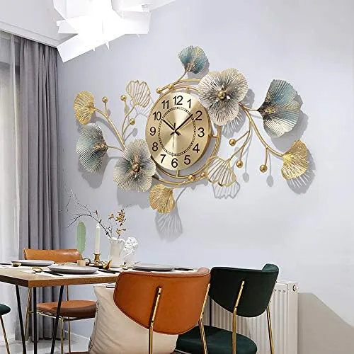 PREMIUM DECOR HUB Metal Wall Clock-Floral Design Handmade with Silent Sweep Machine-Ideal Home Decor Items & Wall Decoration Items for Living Room/Bedroom/Dining Hall/Office/Cafes/Hotels-Analog