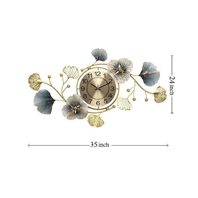 PREMIUM DECOR HUB Metal Wall Clock-Floral Design Handmade with Silent Sweep Machine-Ideal Home Decor Items & Wall Decoration Items for Living Room/Bedroom/Dining Hall/Office/Cafes/Hotels-Analog