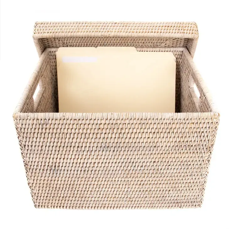 Rattan Storage Box with Lid - Letter File