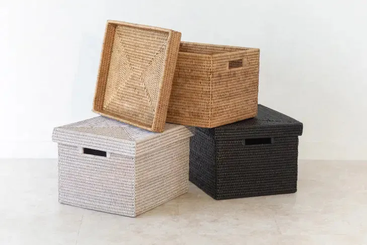 Rattan Storage Box with Lid - Letter File